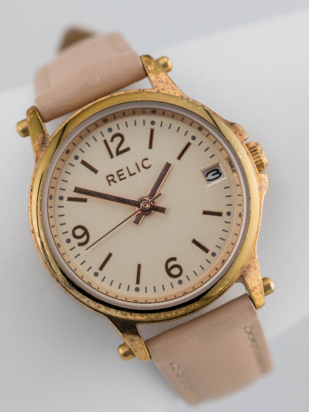 Relic ZR34382 Genuine Leather Band Quartz Analog Women's Watch New Battery